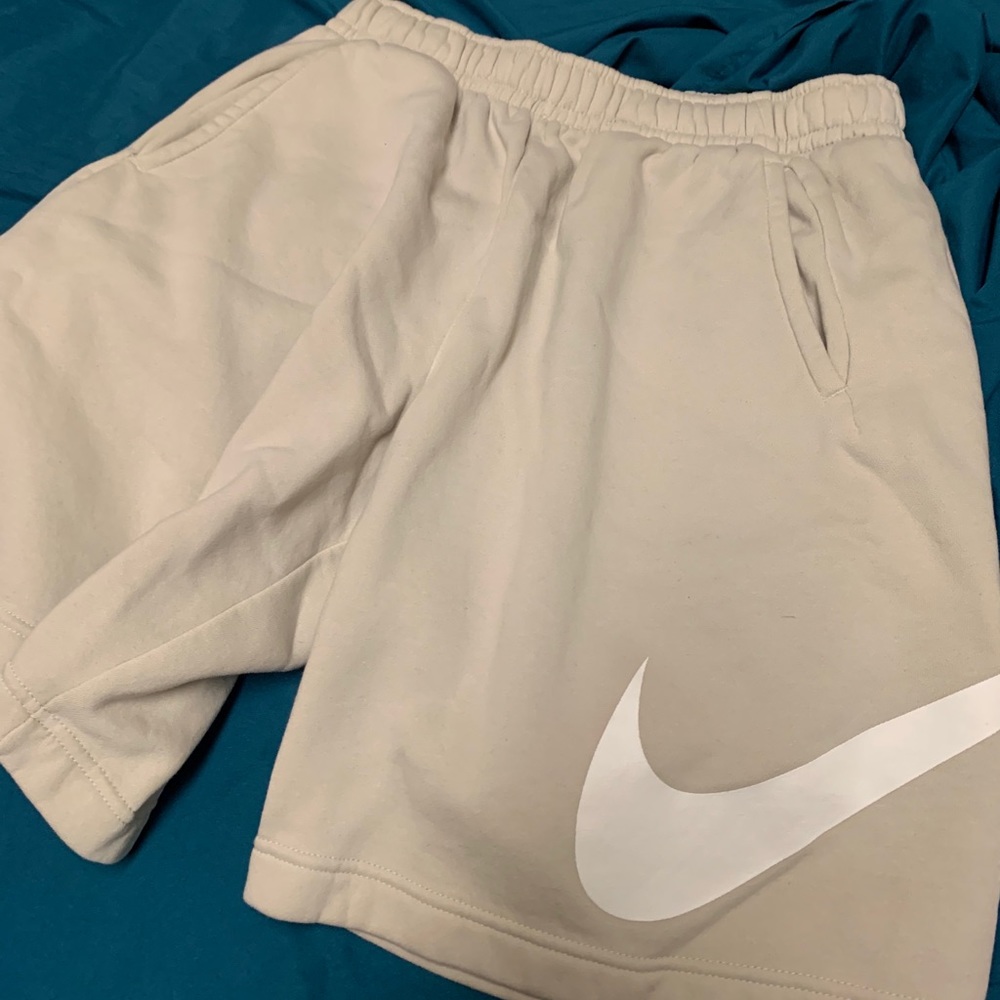 Cream Color Nike Shorts White Swoosh Size M